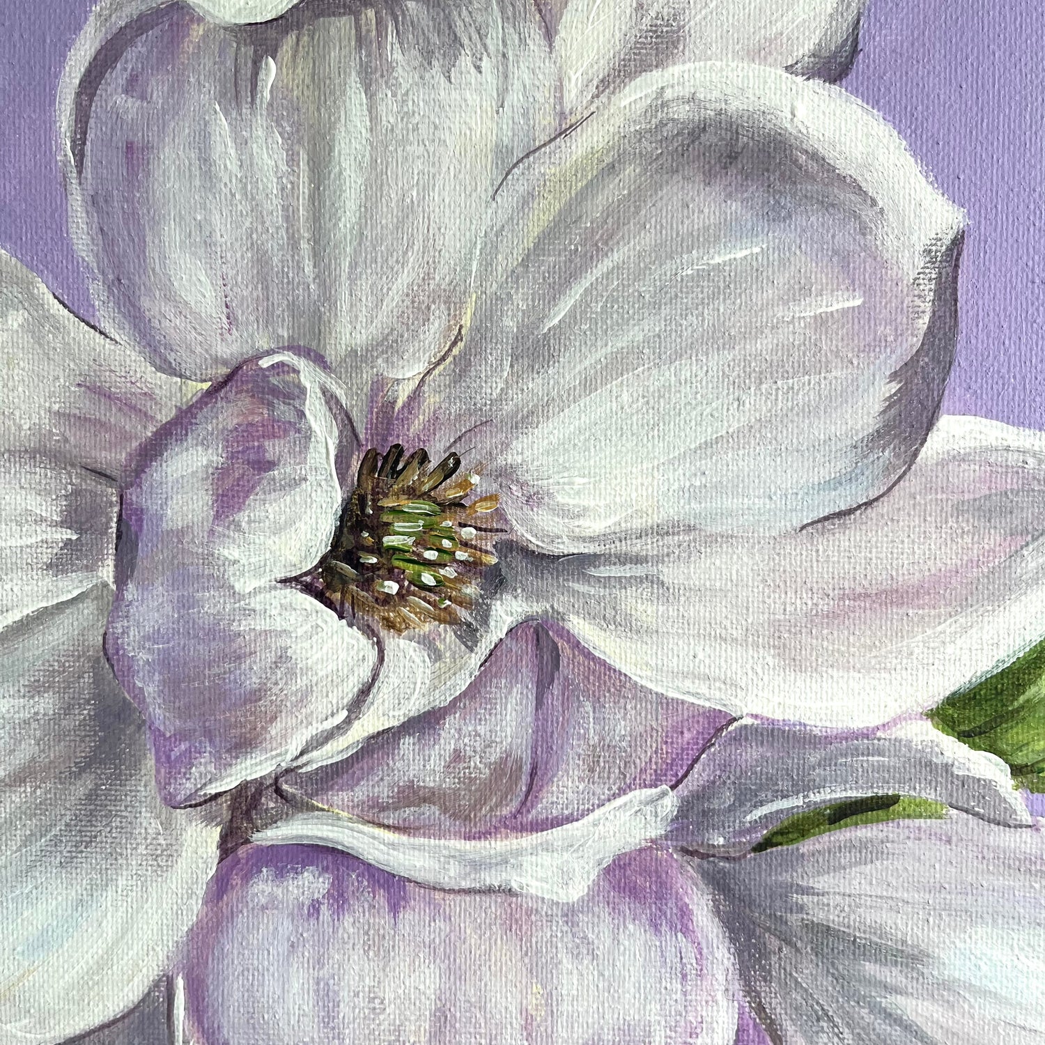 Paining of flowers. Botanical art on canvas.